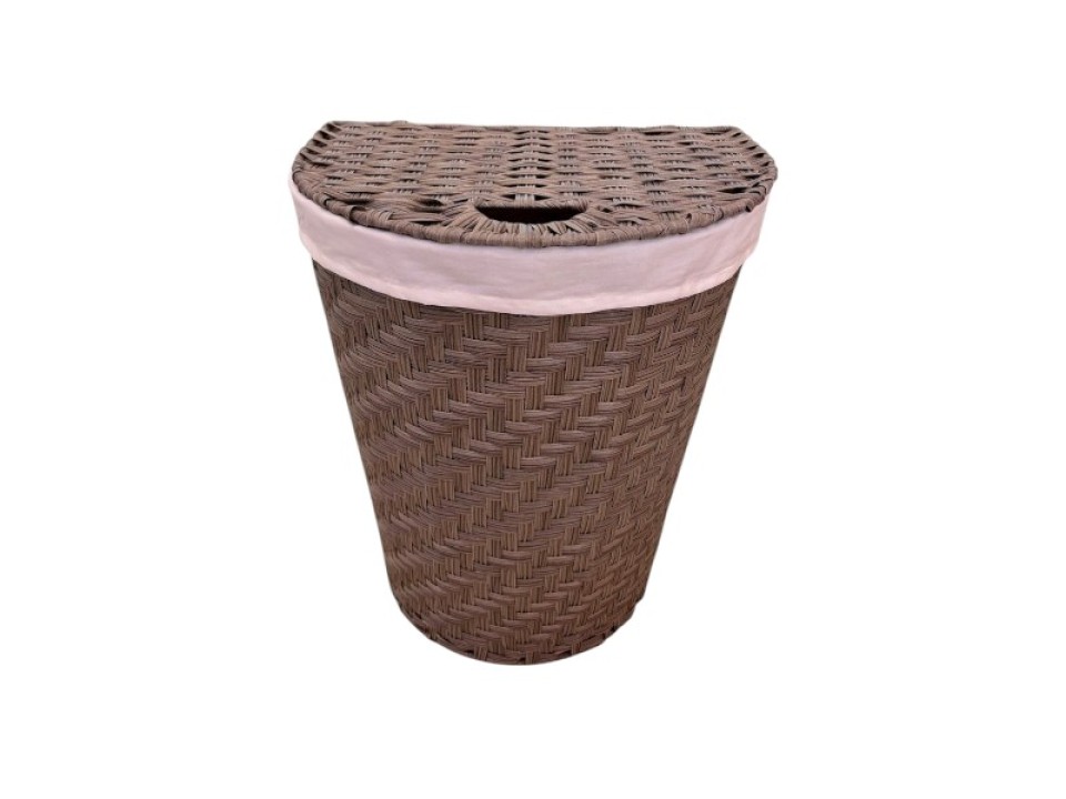 Premium Twill Woven Half-Moon PE Hamper with Lid and Liner 